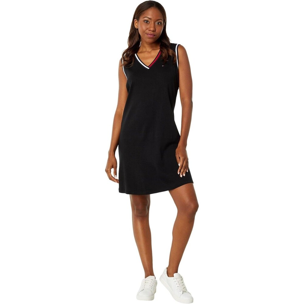 NEW Tommy Hilfiger Medium tank dress shift stripe colorblock v-neck cap sleeve